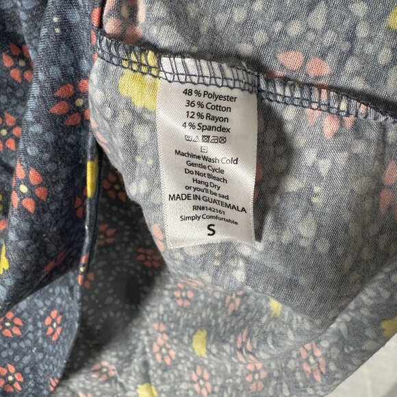 LuLaRoe IRMA Heathered Gray Floral Yellow Daisies Hi-Low Tunic Top Shirt SMALL S - Picture 4 of 6